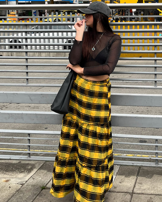 Falda Vivienne Amarillo&Negro