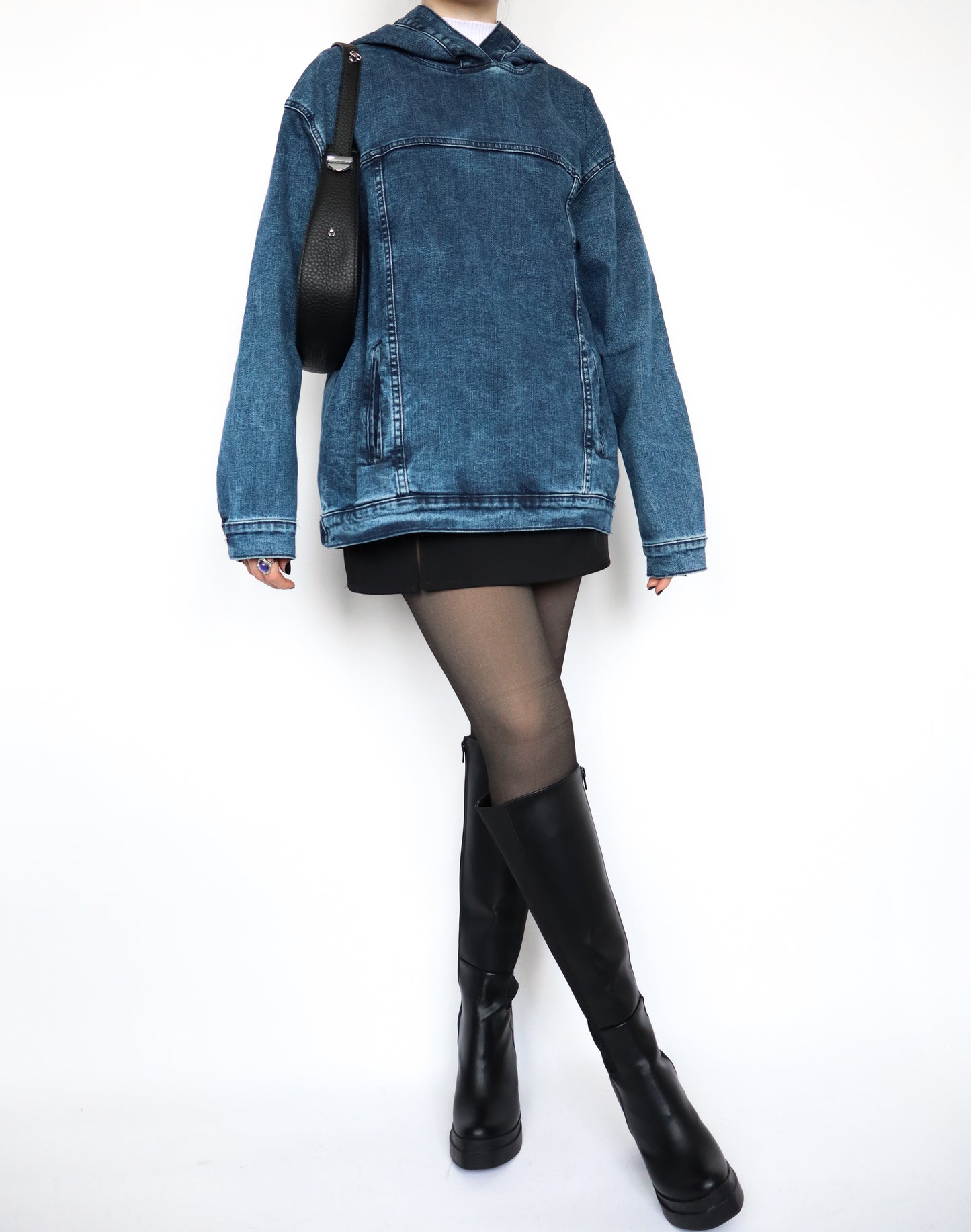 Hoodie denim azulito acid wash