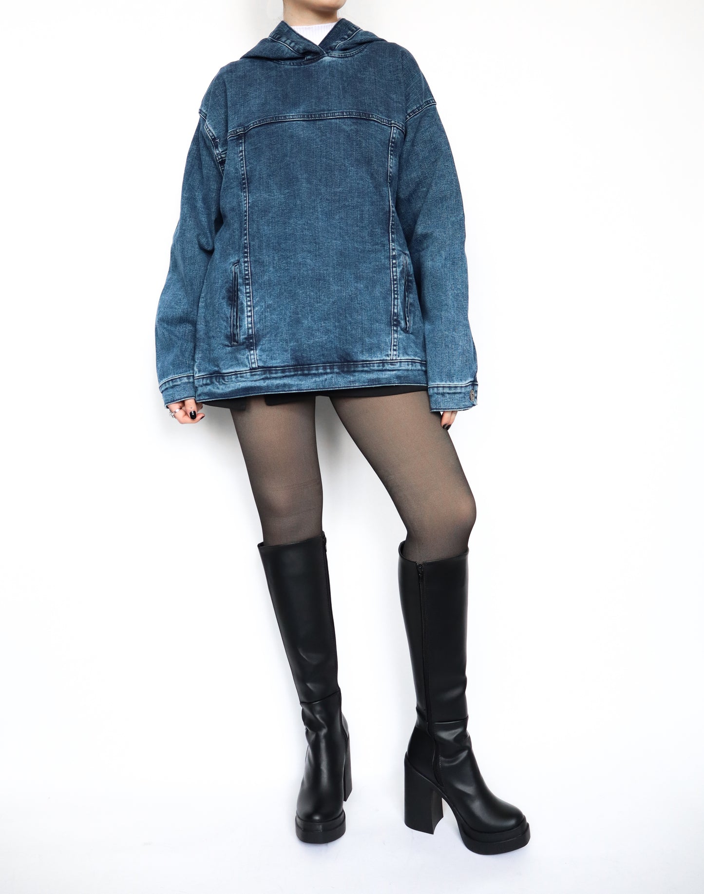 Hoodie denim azulito acid wash