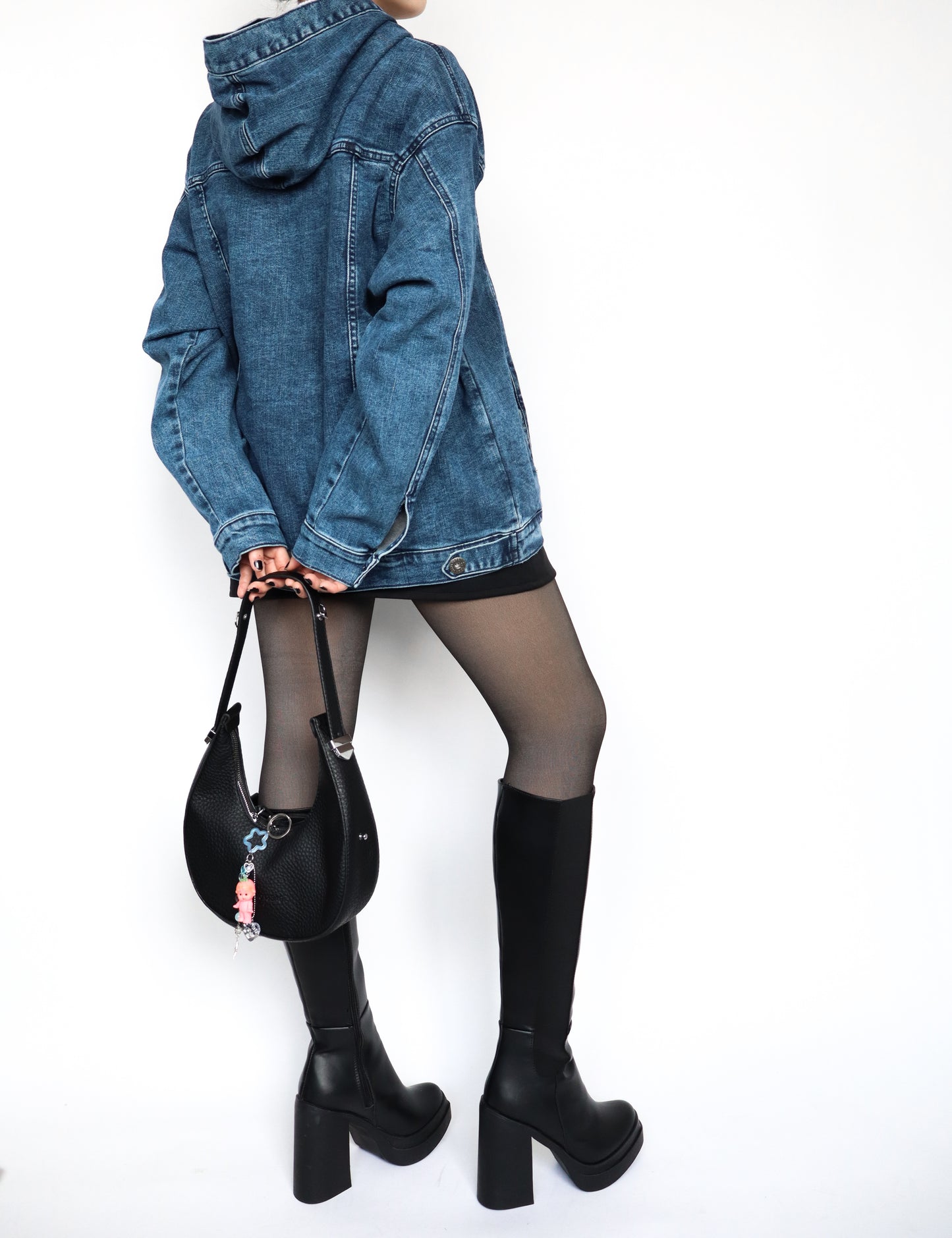 Hoodie denim azulito acid wash