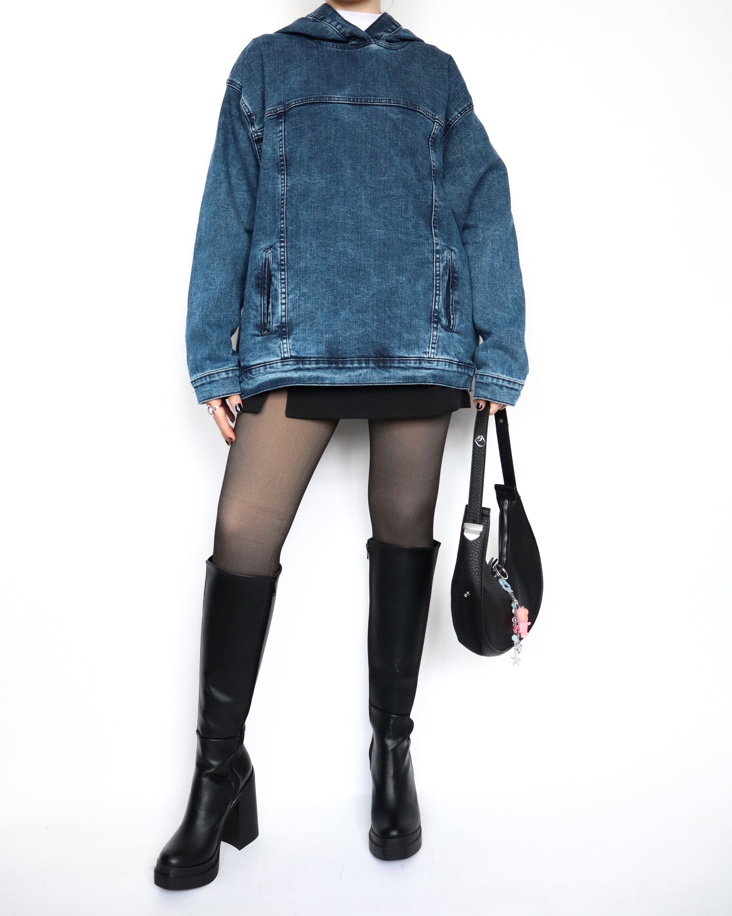 Hoodie denim azulito acid wash
