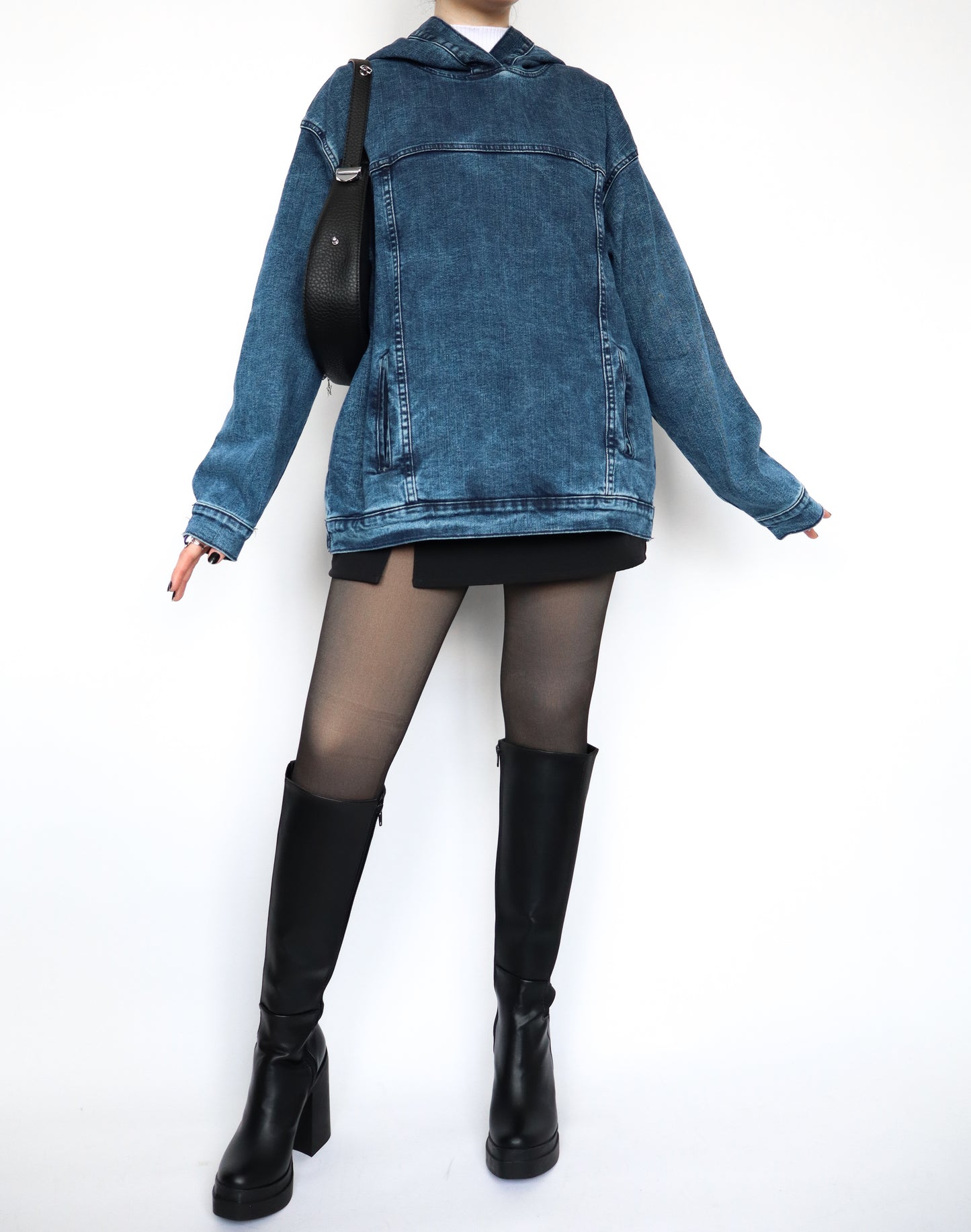 Hoodie denim azulito acid wash