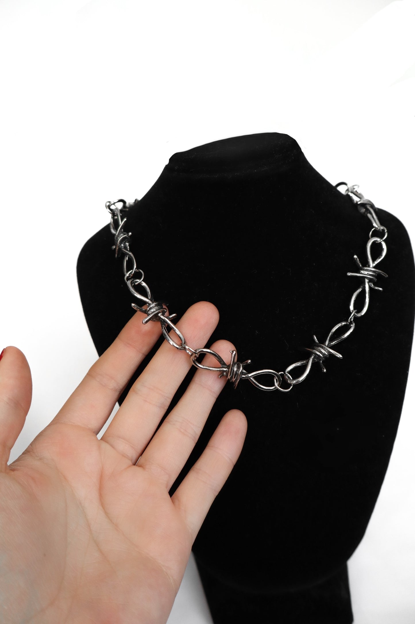 Collar de puas chunky plateado