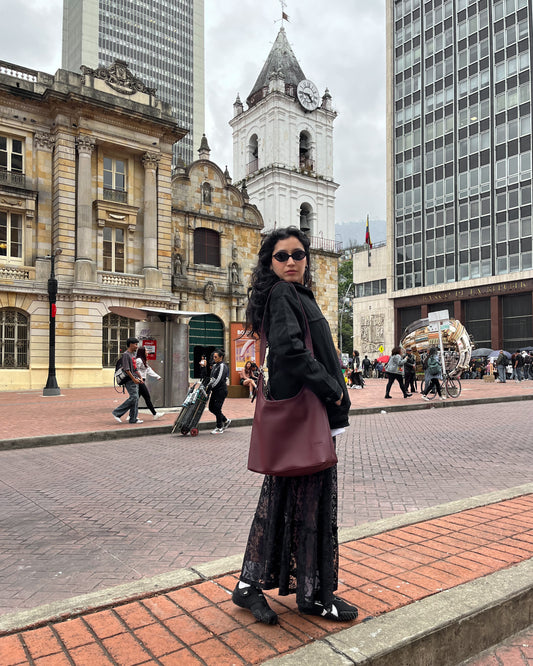 Tote bag de cuero vino