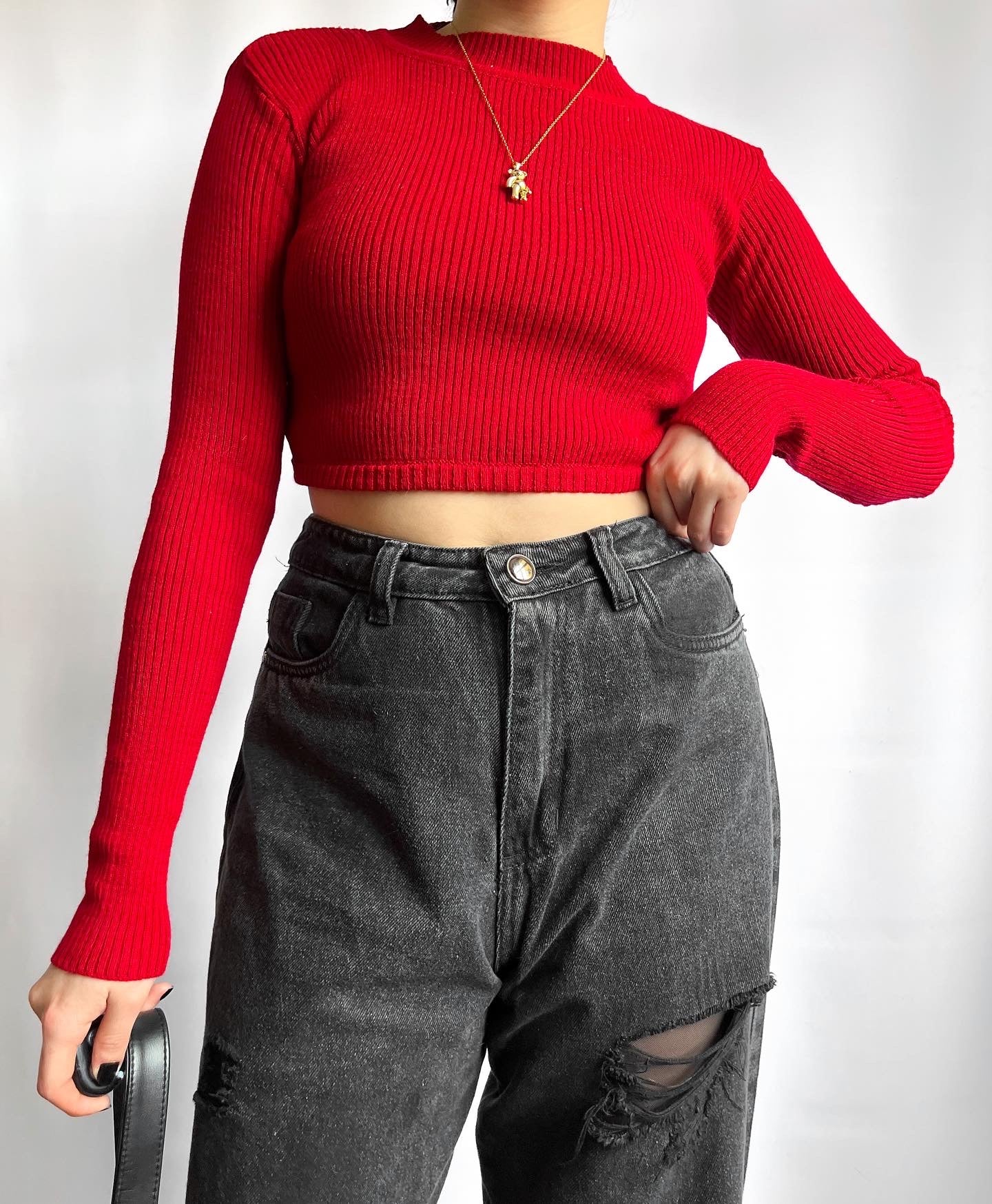 Saquitos Súper Crop cuello tortuga