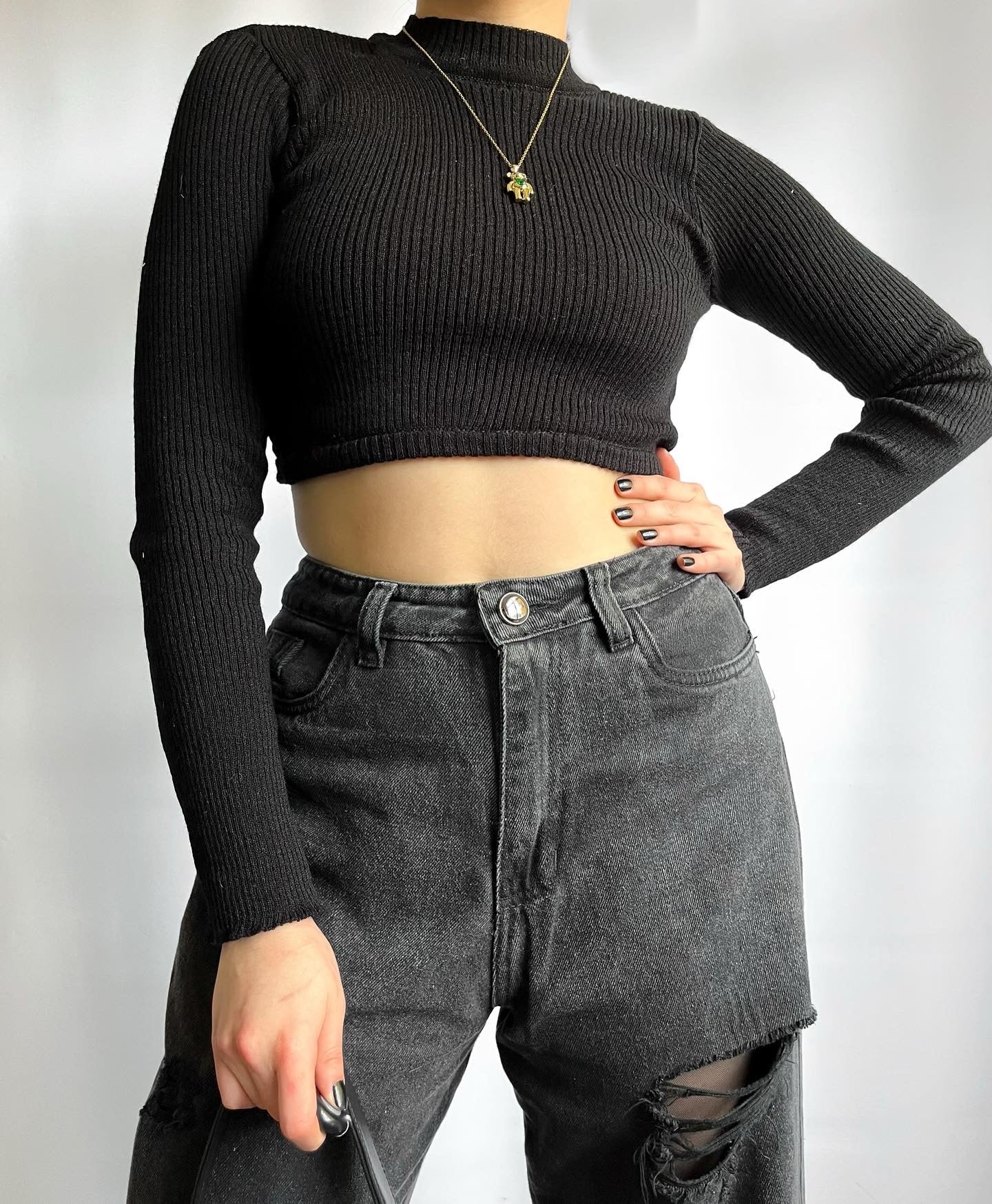 Saquitos Súper Crop cuello tortuga