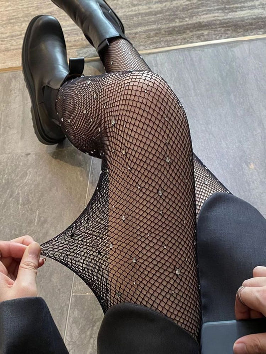 Medias de red de brillos (malla) negras