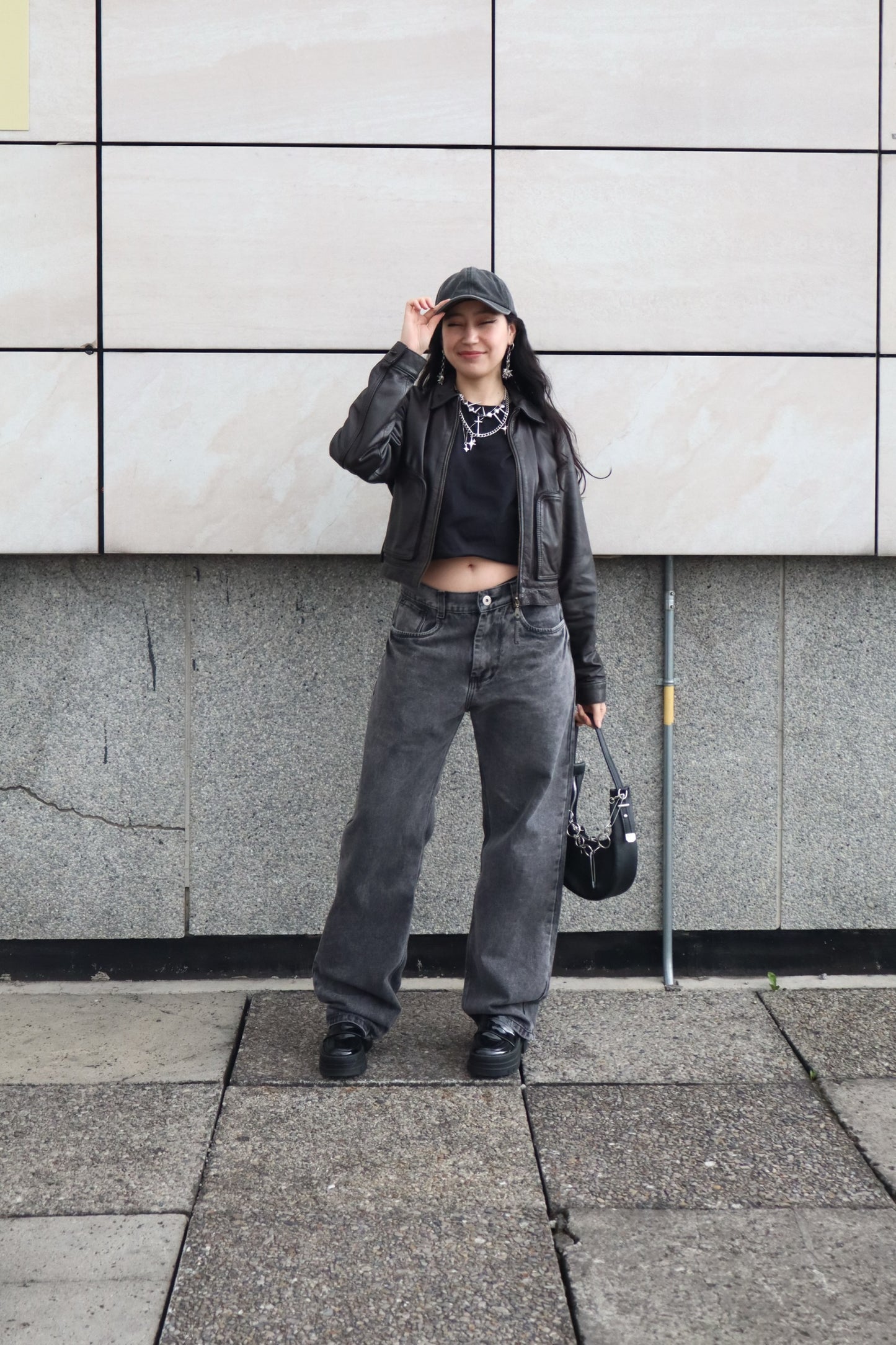 Jeans Baggy Barrel gris acid wash
