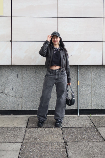 Jeans Baggy Barrel gris acid wash