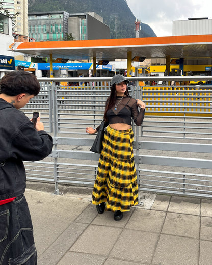 Falda Vivienne Amarillo&Negro