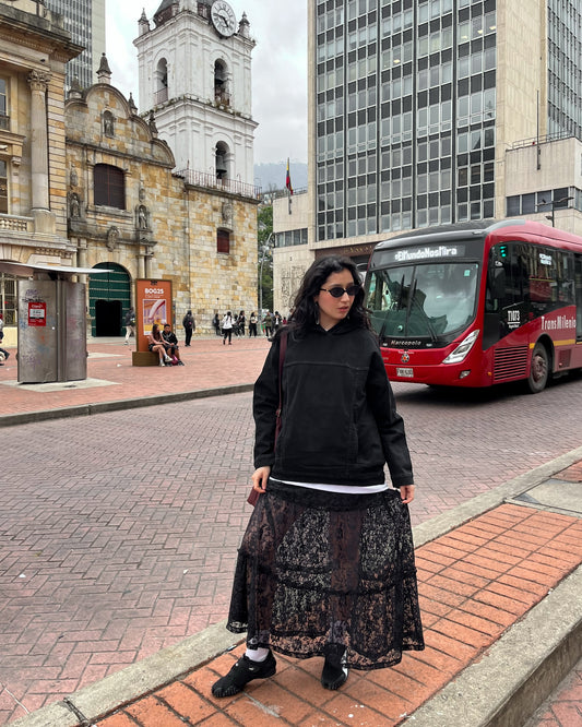 Hoodie denim full black (negro)