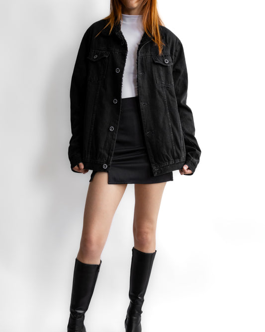 Chaqueta de jean ovejera -negra-