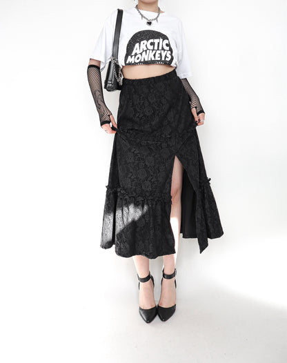 Falda larga blonda negra S/M con abertura - Main Image