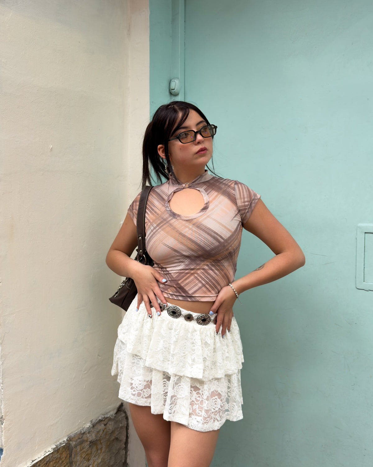 Blusa Qipao de cuadros (malla)