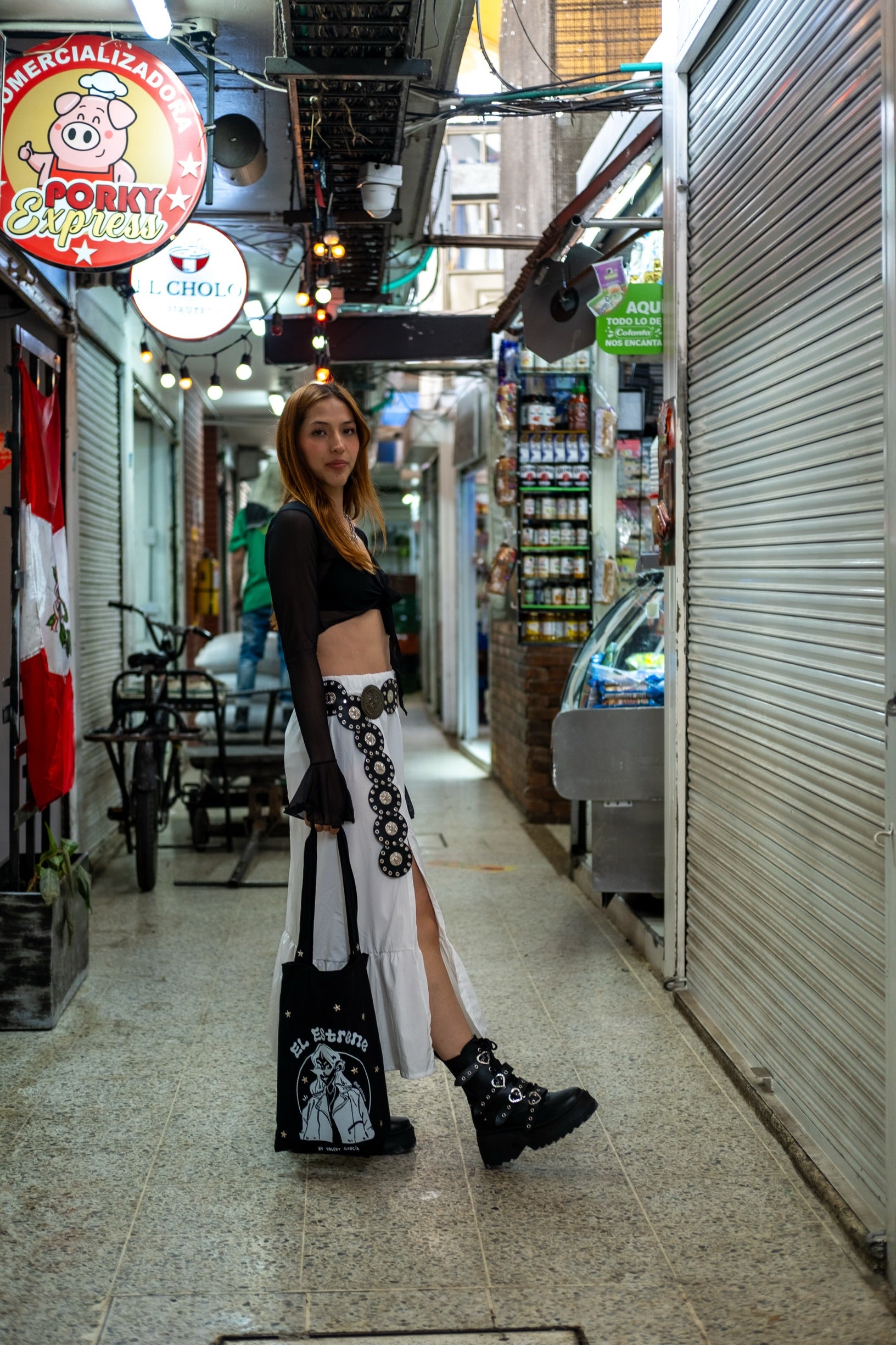 Falda larga Boho blanca