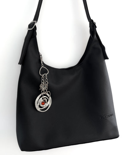 Tote bag de cuero negro
