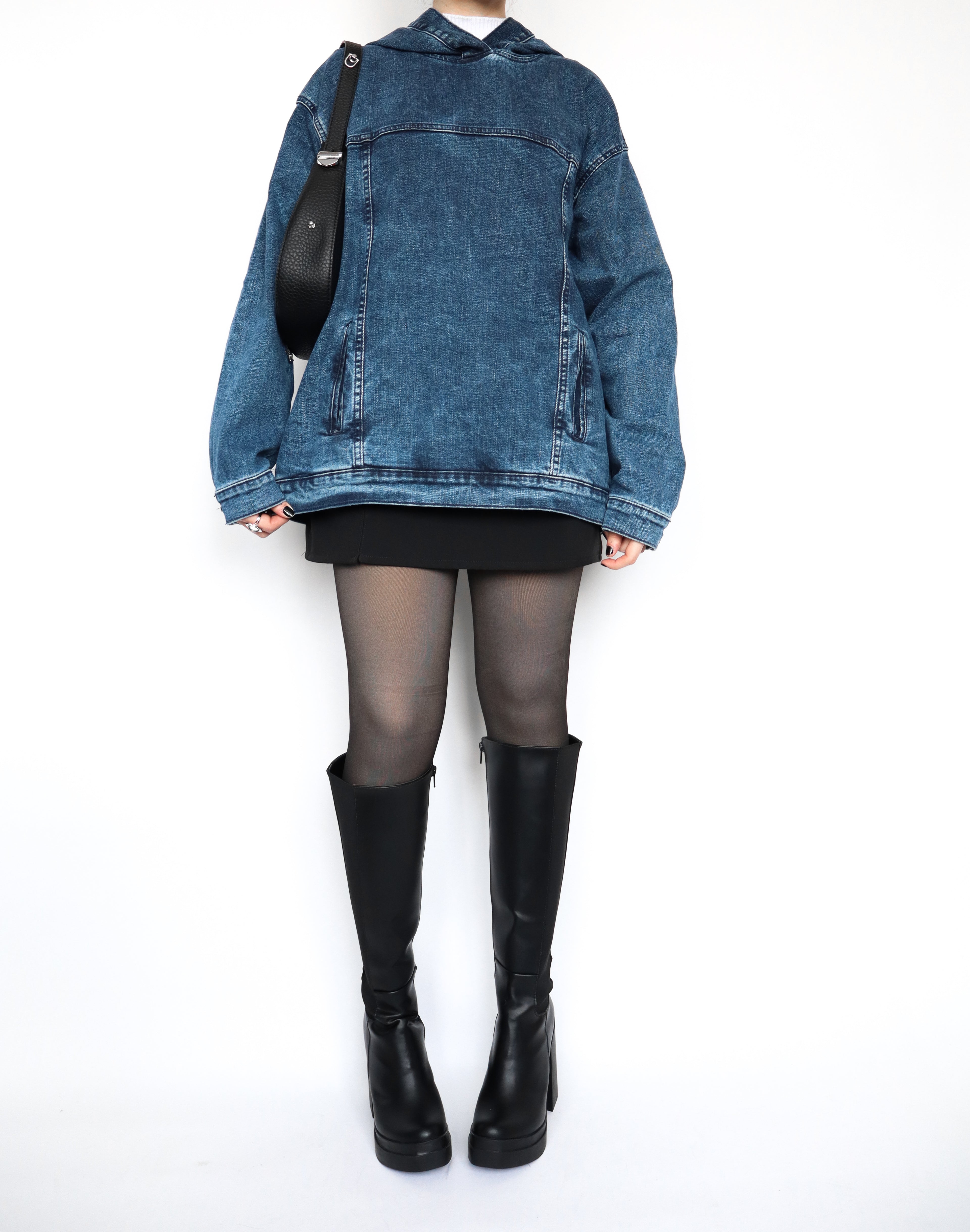 Hoodie denim azulito acid wash