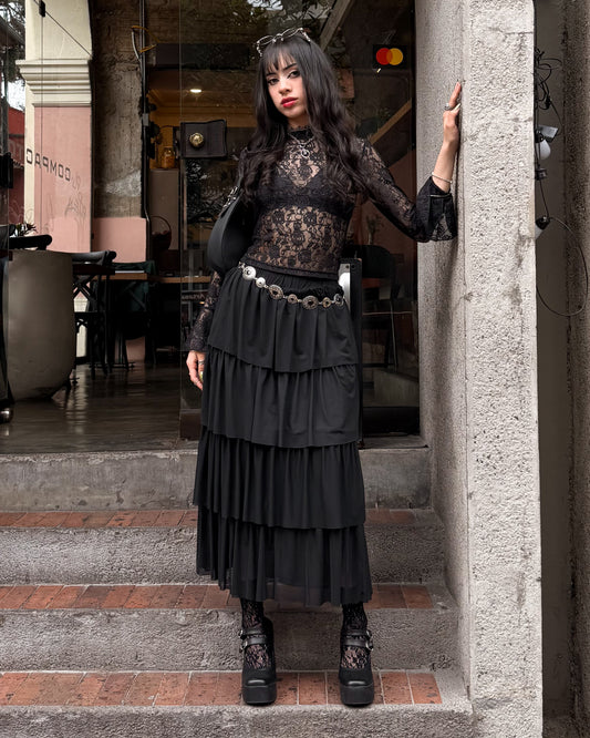 Falda larga Carrie negra