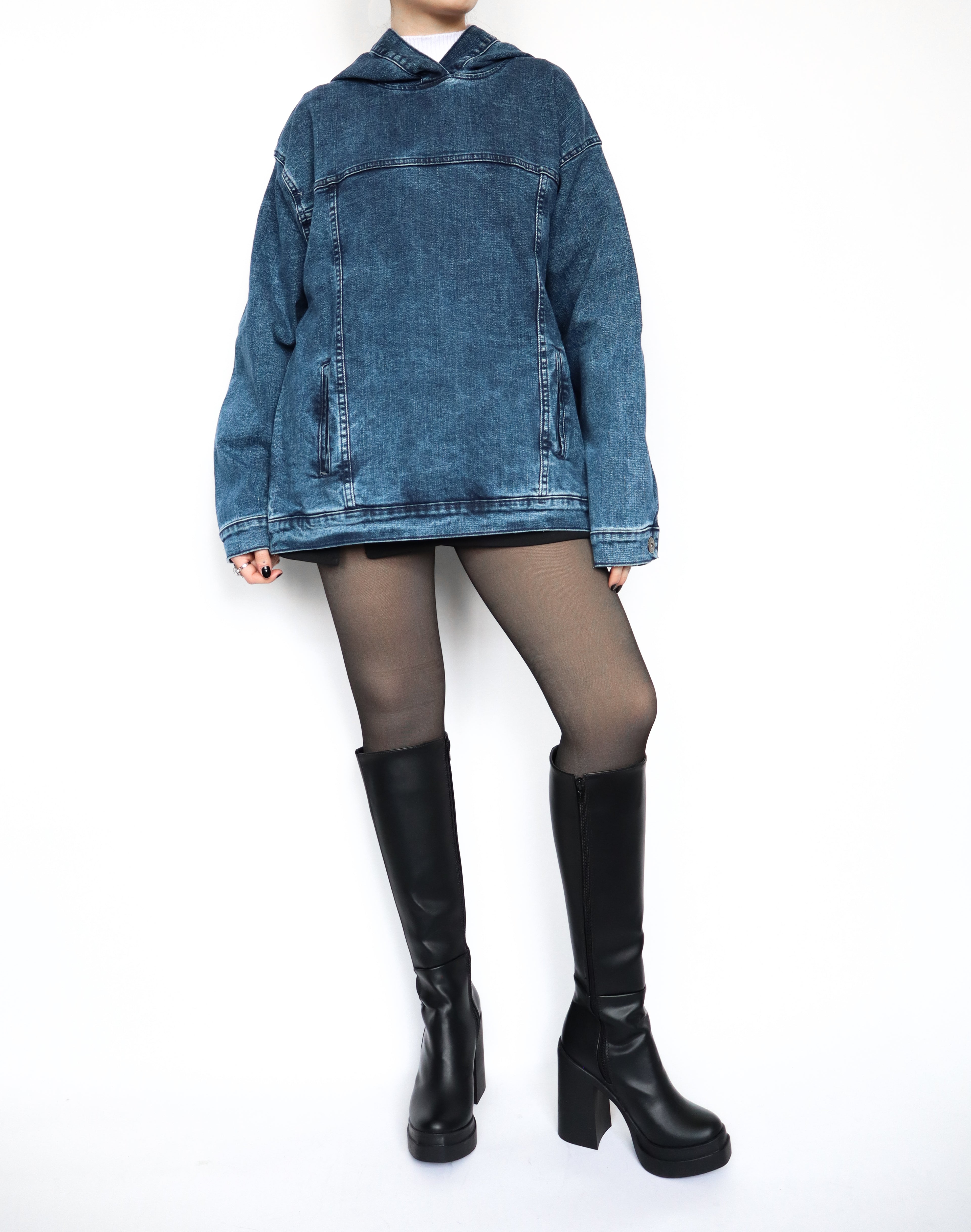 Hoodie denim azulito acid wash