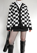 Cardigan Tejido Retro de ajedrez