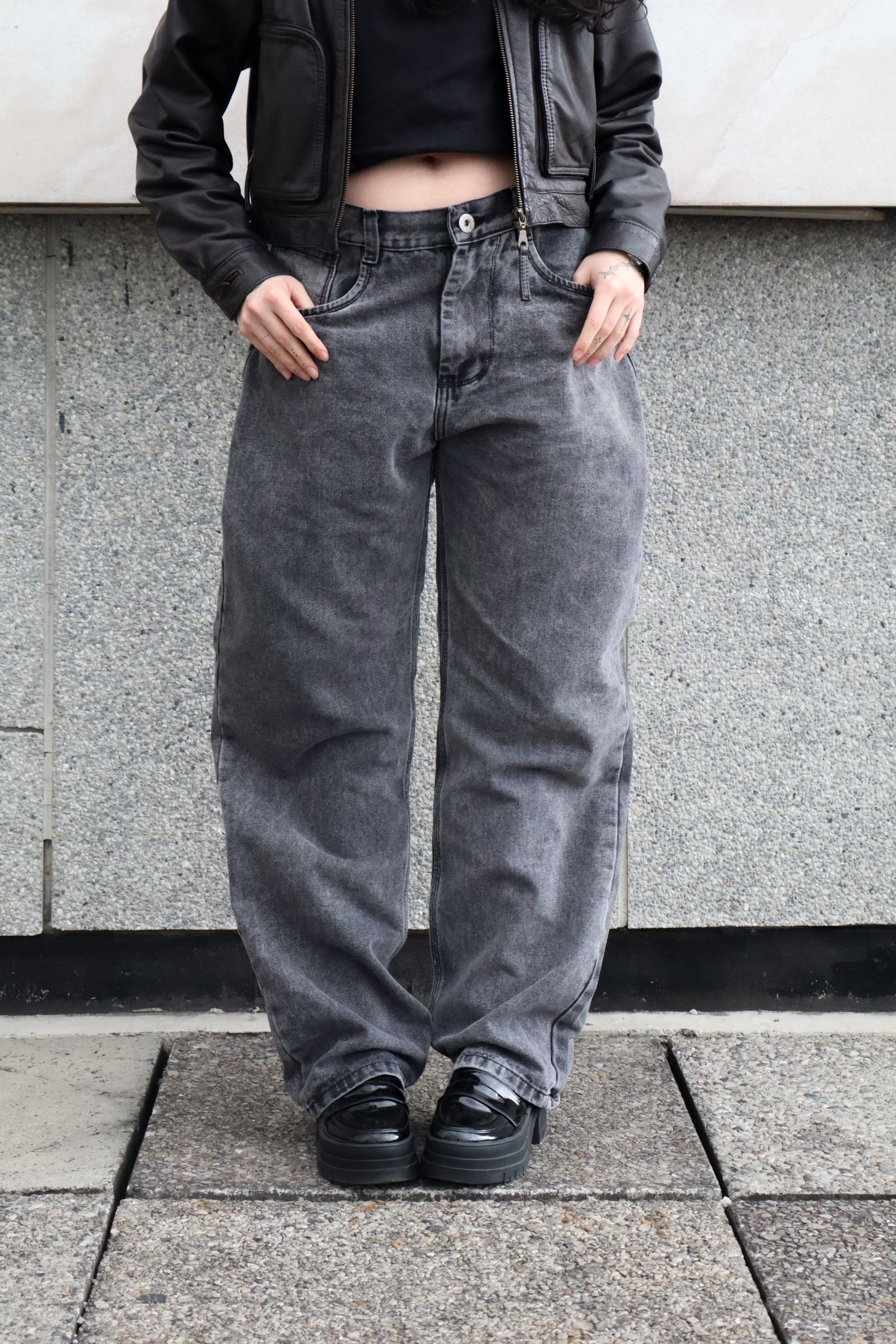 Jeans Baggy Barrel gris acid wash