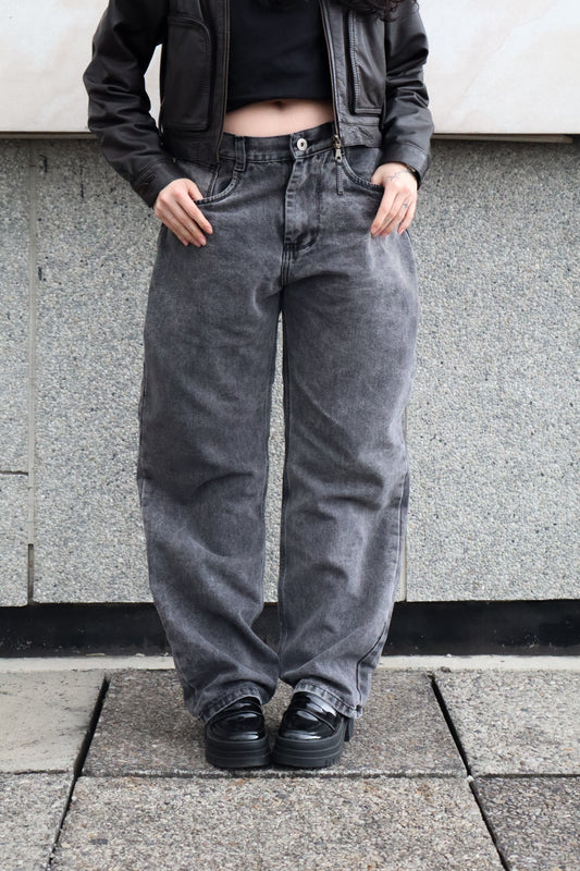Jeans Baggy Barrel gris acid wash