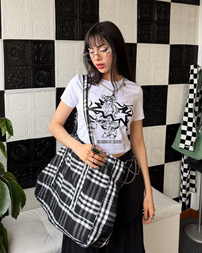Tote bag de cuadros b&n