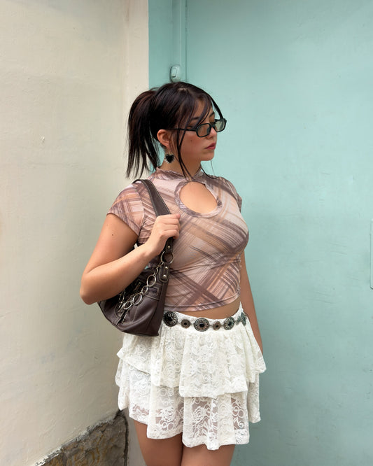 Blusa Qipao de cuadros (malla)