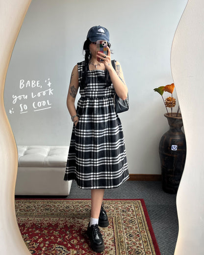 Vestido Tessa de cuadros B&N