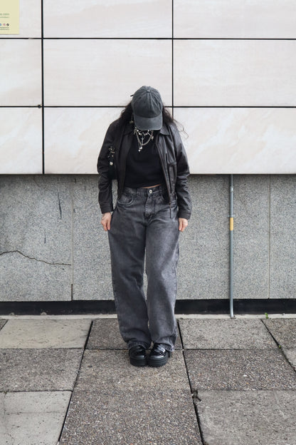 Jeans Baggy Barrel gris acid wash