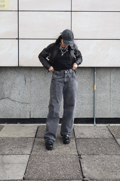 Jeans Baggy Barrel gris acid wash