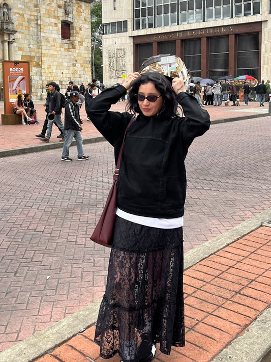 Hoodie denim full black (negro)