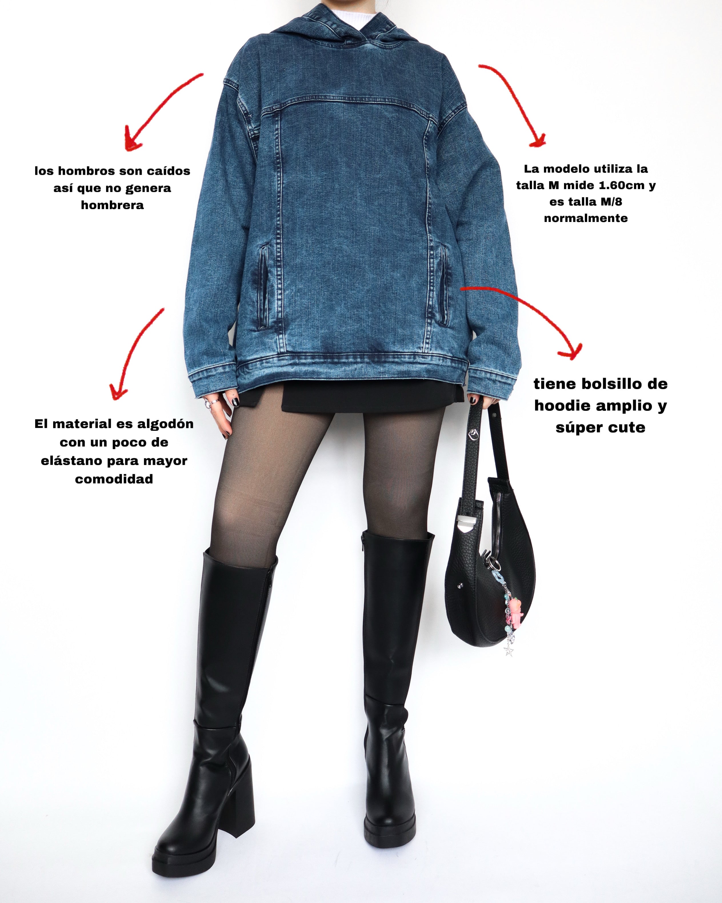Hoodie denim azulito acid wash