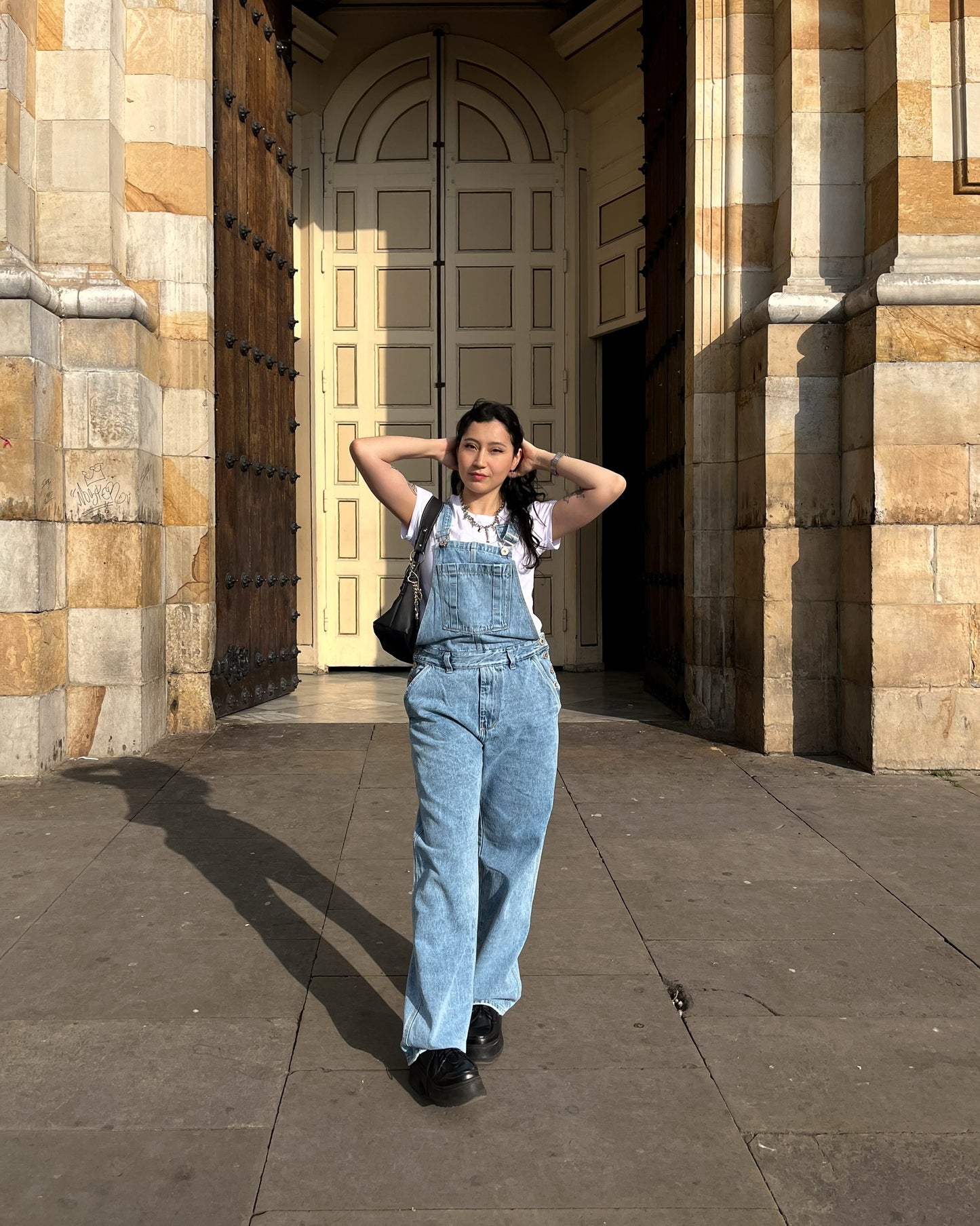 Overol de Jean Baggy Barrel baby blue