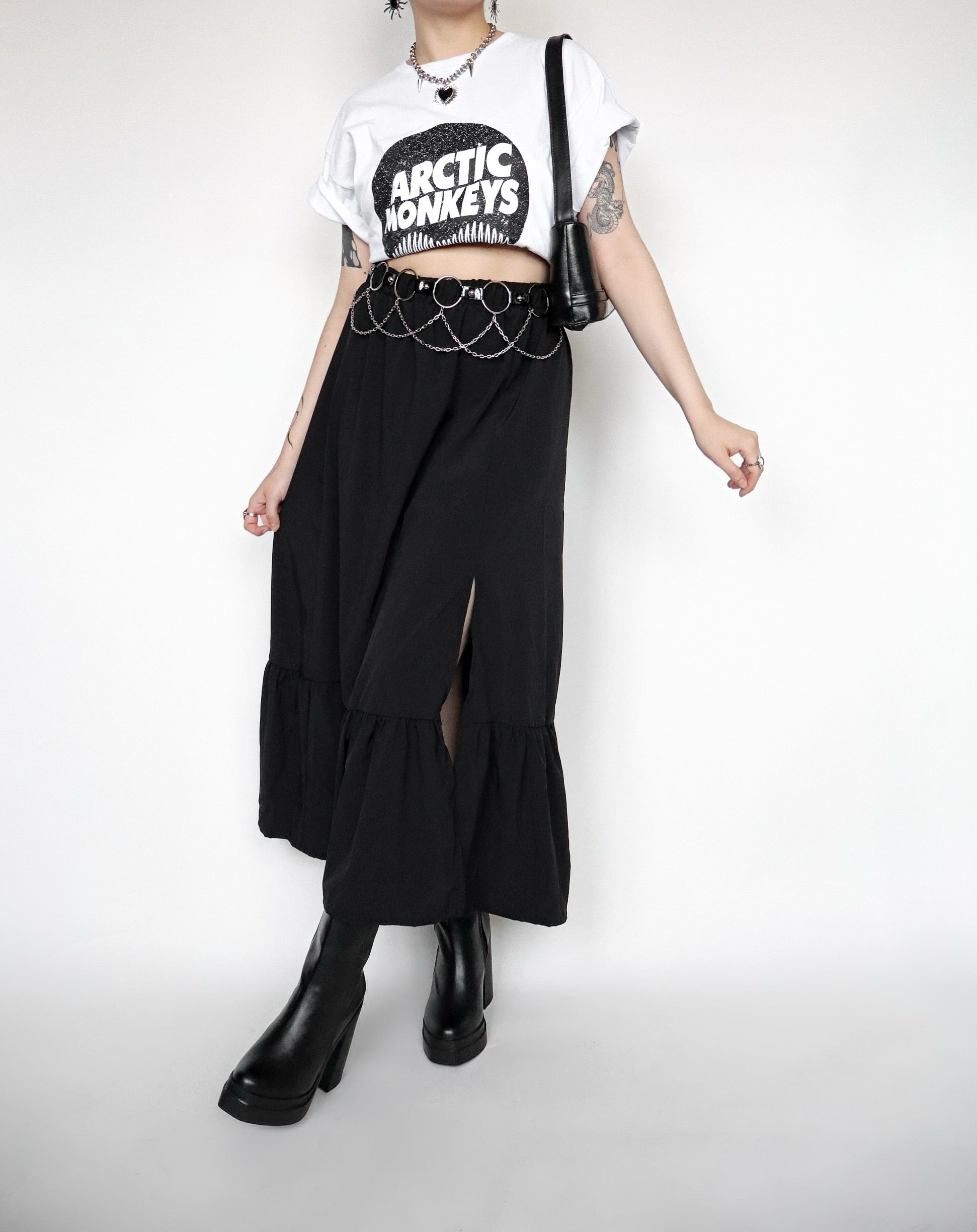 Falda larga Boho negra