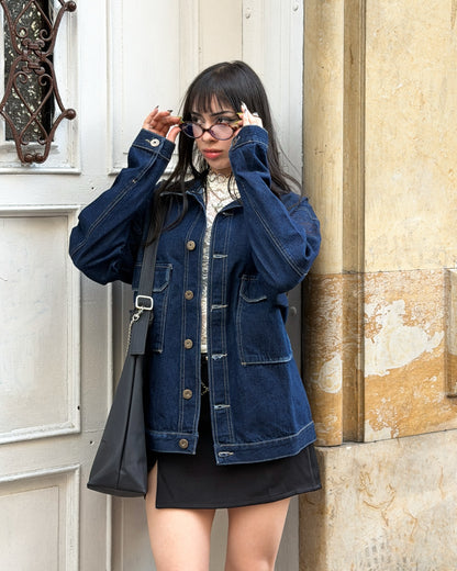 Chaqueta de jean cargo azul profundo 🦋