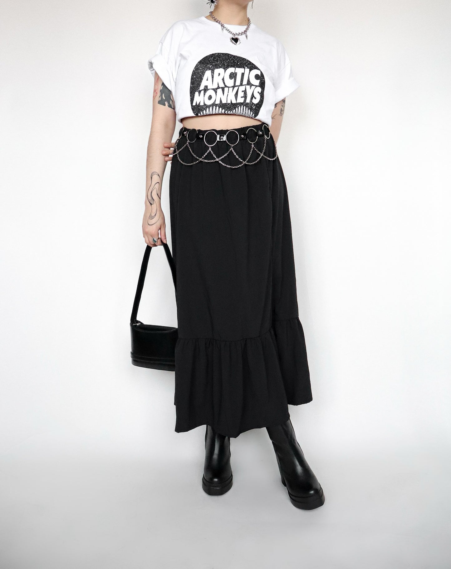 Falda larga Boho negra