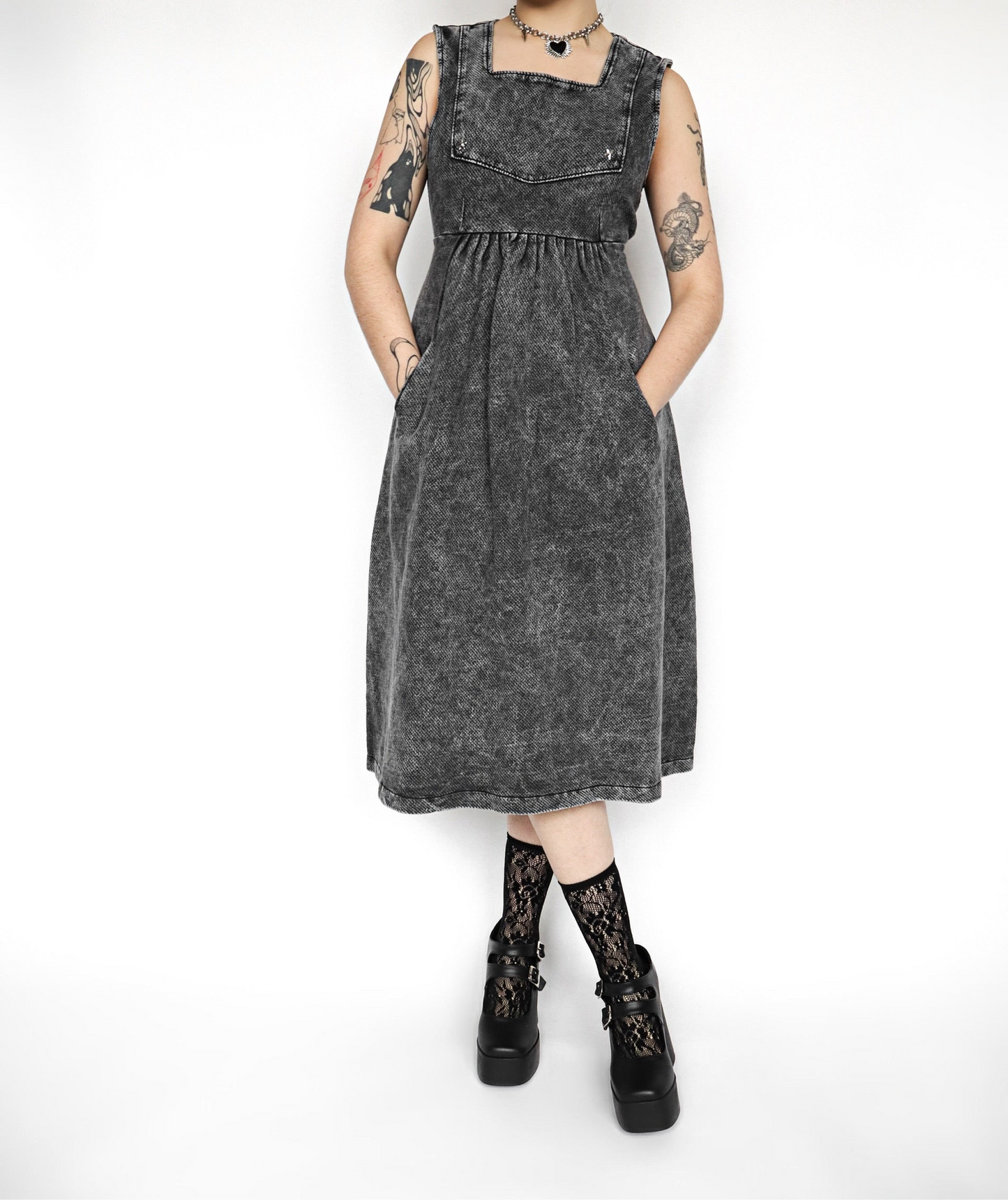 Vestido Tessa gris acid wash