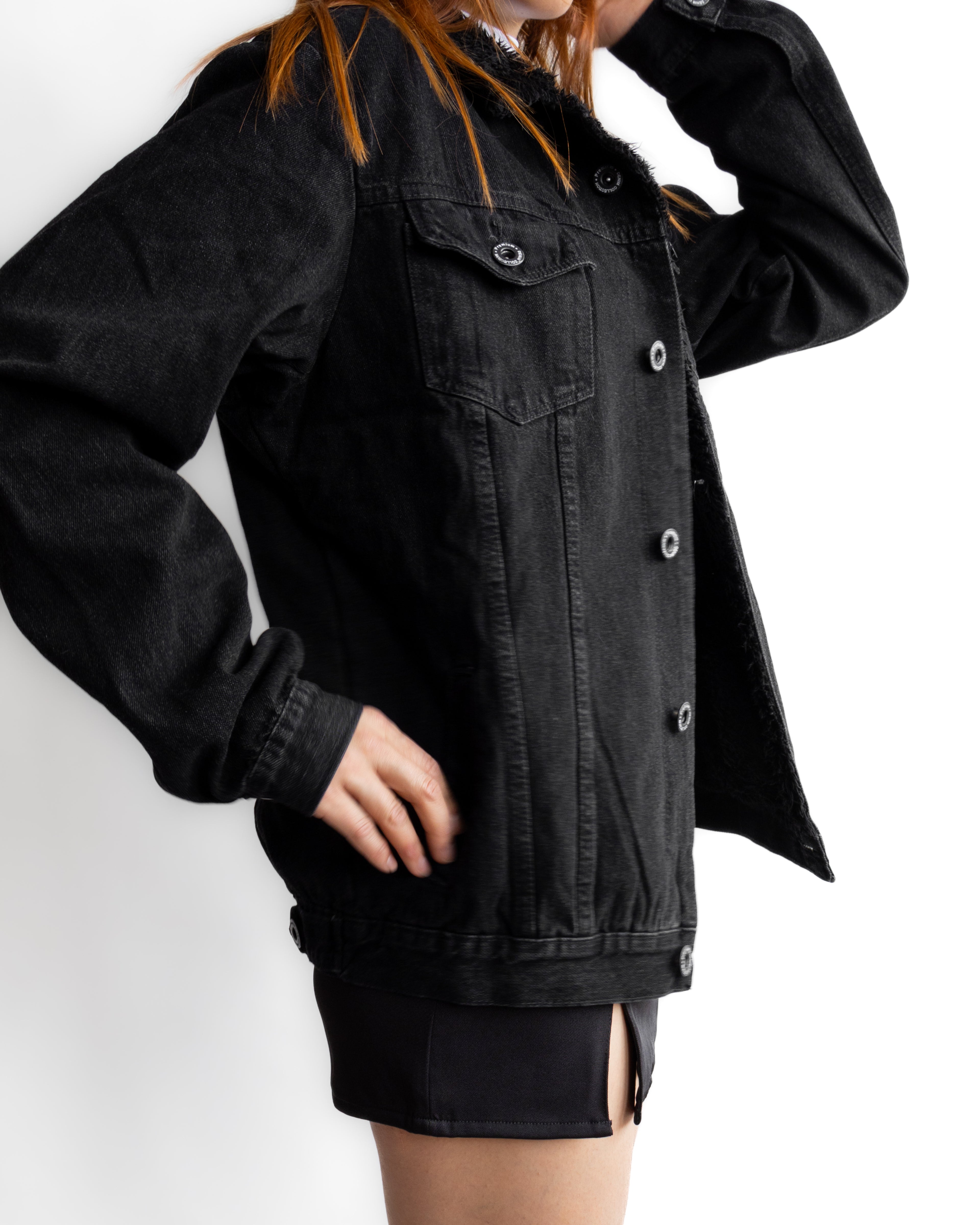 Chaqueta de jean ovejera -negra-