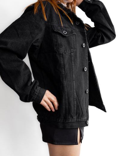 Chaqueta de jean ovejera -negra-