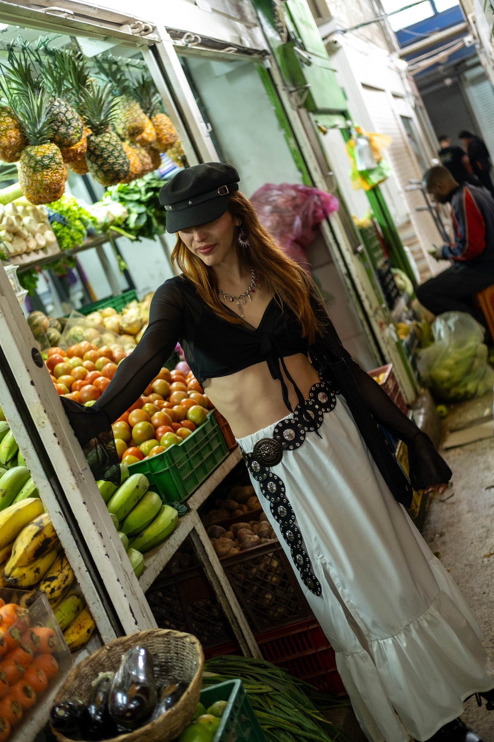 Falda larga Boho blanca