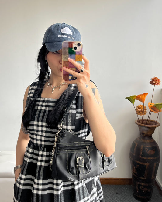 Vestido Tessa de cuadros B&N