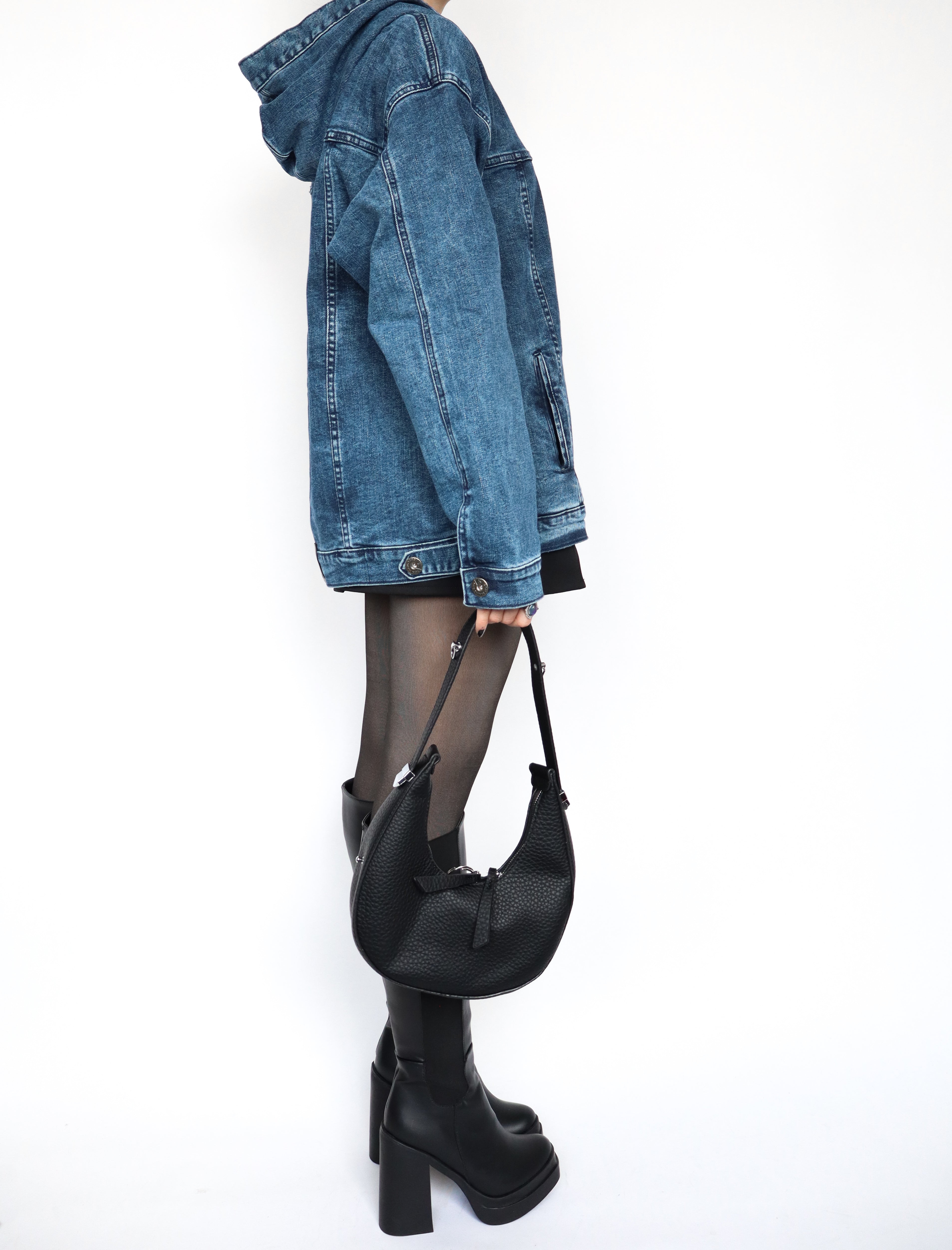 Hoodie denim azulito acid wash
