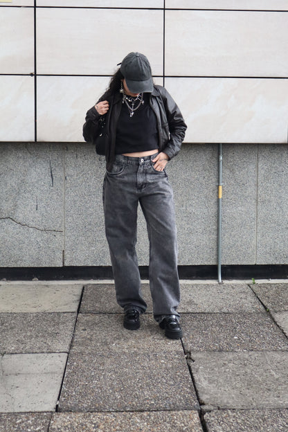 Jeans Baggy Barrel gris acid wash