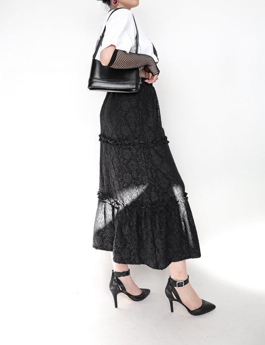 Falda larga blonda negra