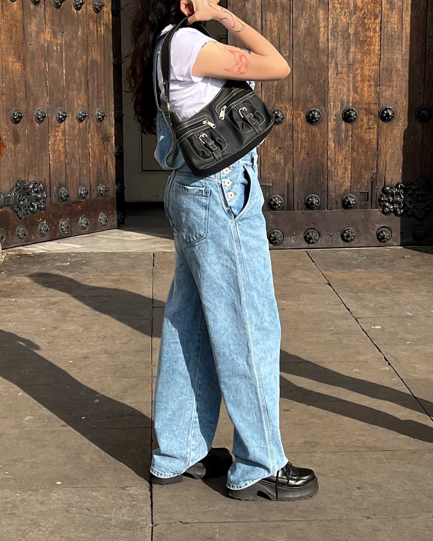 Overol de Jean Baggy Barrel baby blue