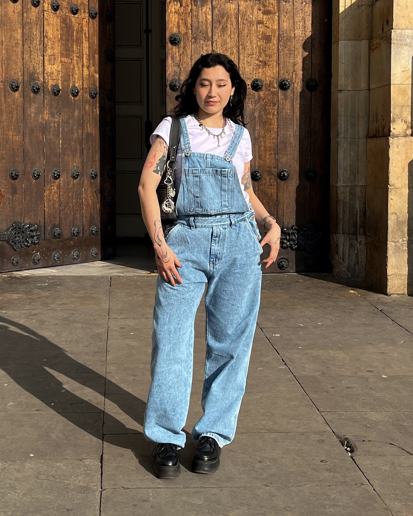 Overol de Jean Baggy Barrel baby blue