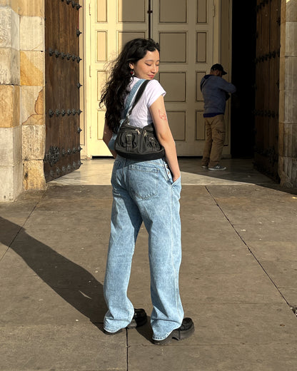 Overol de Jean Baggy Barrel baby blue