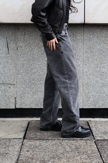 Jeans Baggy Barrel gris acid wash