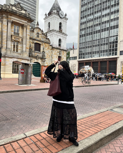 Tote bag de cuero vino